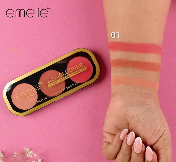 EMELIE SUPER BLUSHER 3- COLOR ULTIMATE BLUSHER PALETTE
